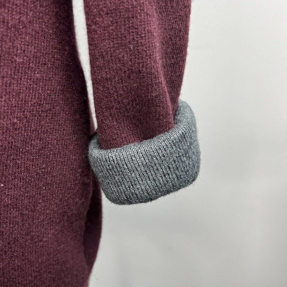 Ann Taylor Loft Maroon Gray Wool Blend Open Cardigan XS Sweater Jacket - Picture 8 of 14